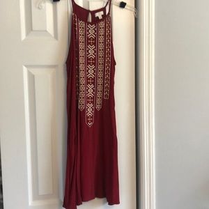 Red stitched dress